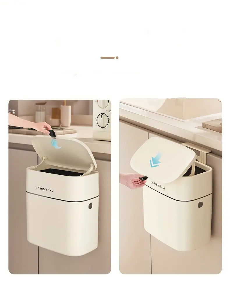 1pc cabinet hanging trash can household kitchen wall cabinet door mounted large capacity garbage can high appearance trash can with lid slim garbage can for living room toilet kitchen bathroom bedroom office details 1