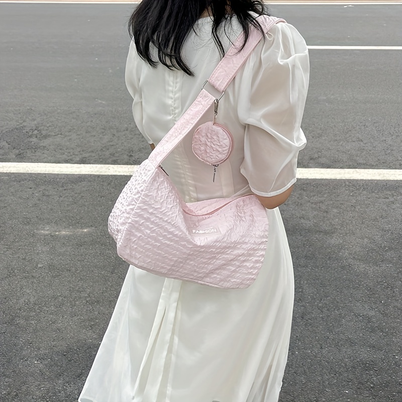 Versatile large capacity shoulder bag, soft girl handbag, pink