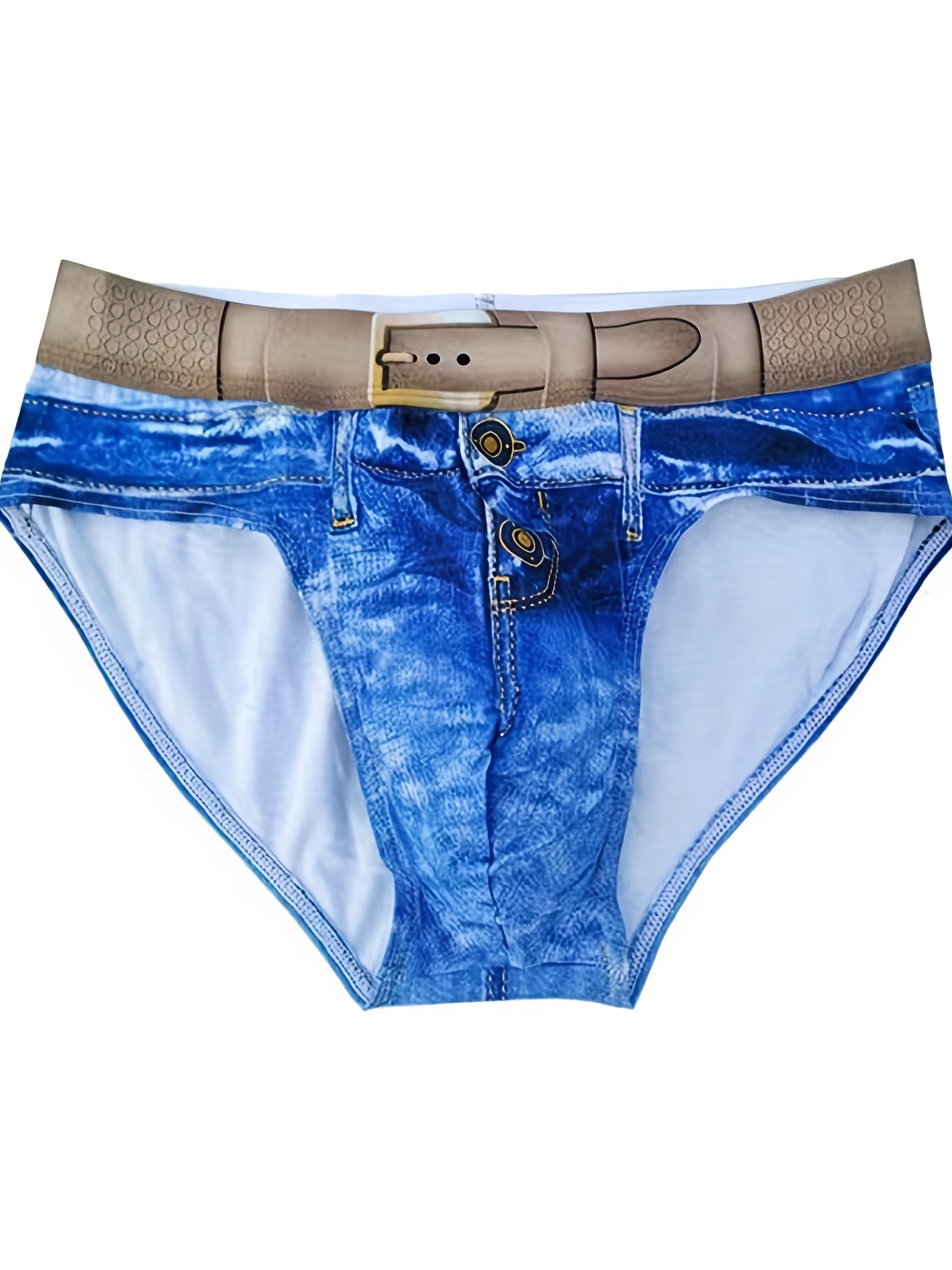 Men's Cotton 3D Denim Print Boxer Briefs Underwear Bulge Pouch Boxer Shorts  Underwear