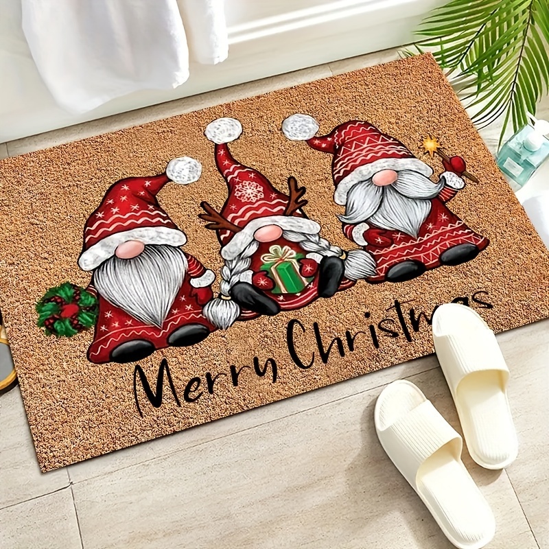 Christmas Decorative Doormat, Xmas Welcome Mat Non Slip and Washable Winter  Doormat Rubber Back Door Mat for Indoor Outdoor 