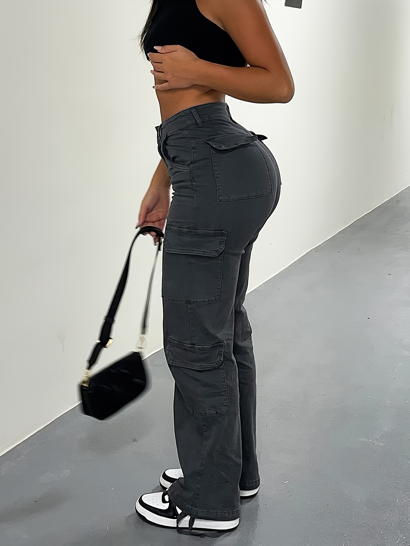 Solid Slim Fit Streetwear Women Pants High Waist Y2k Clothes