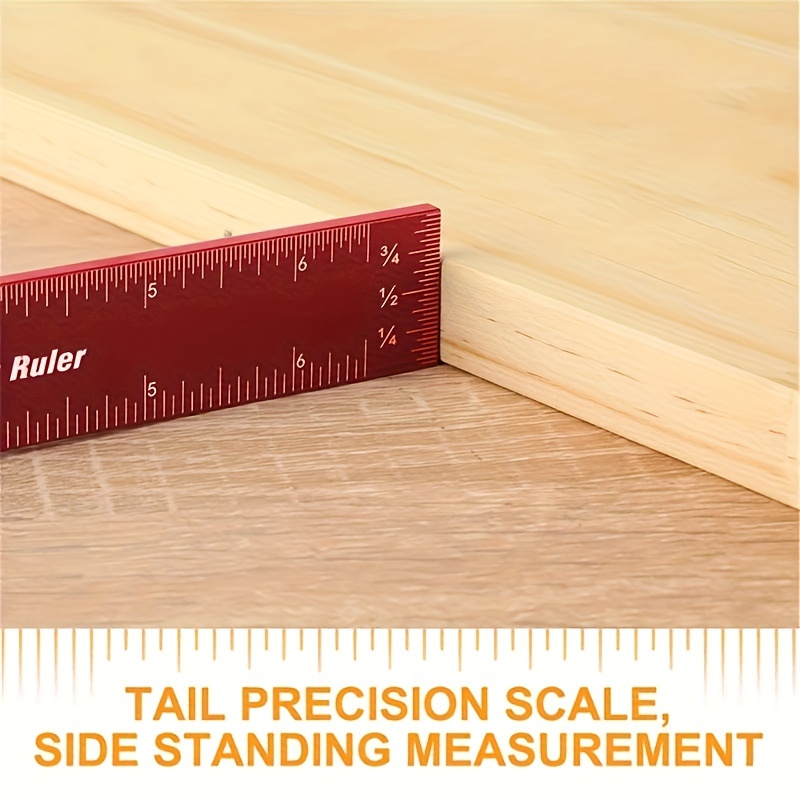 Precision Pocket Ruler For Woodworking Inch Metric T Score Square Ruler