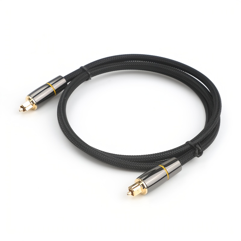 Cable de audio óptico digital Toslink, carcasa de aluminio, conector  chapado en oro, trenzado de nailon, gris - AOC Fiberlink