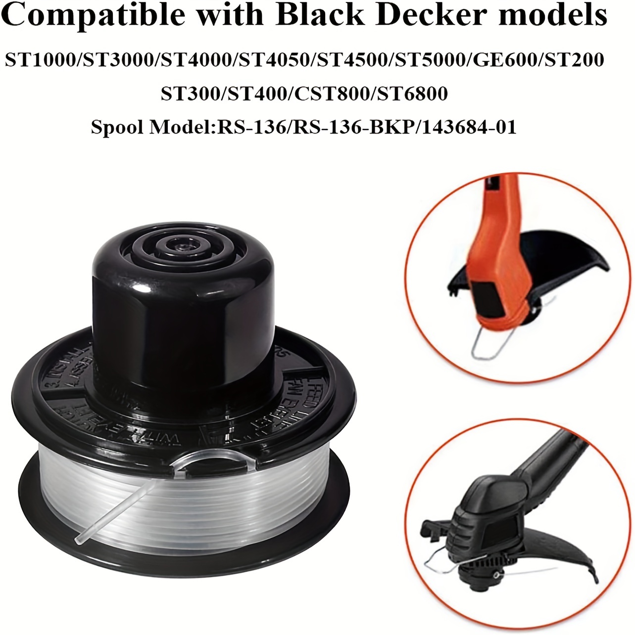 String Trimmer Replacement Spool Compatible With Black+decker Eater, Af-100  Autofeed Line For Black+decker String Trimmers (6 Spools + 1 +1 Springs) -  Temu