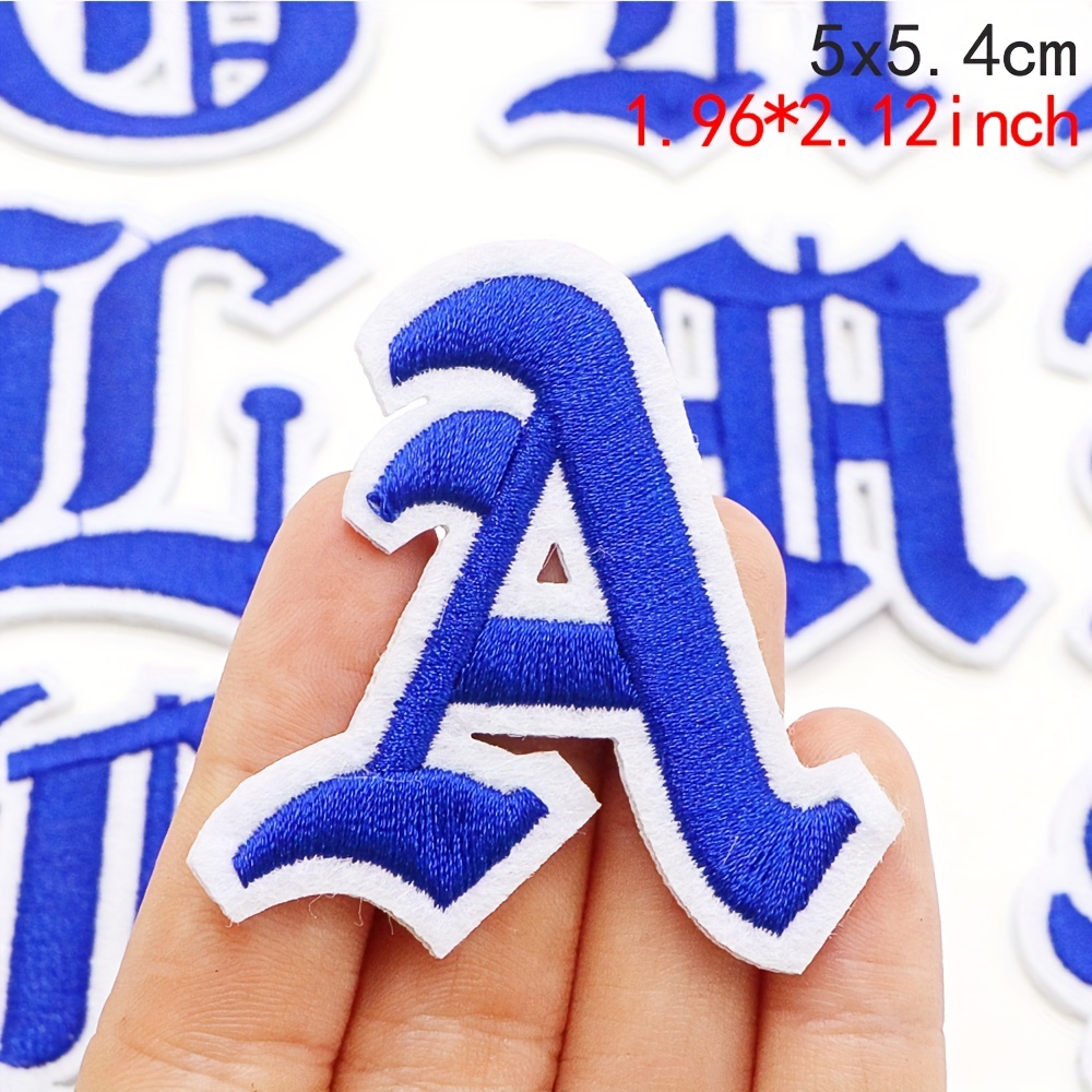 1pc Dark Blue Alphabet Name Design Iron-on Patches, Clothing Bag Letter  Stickers