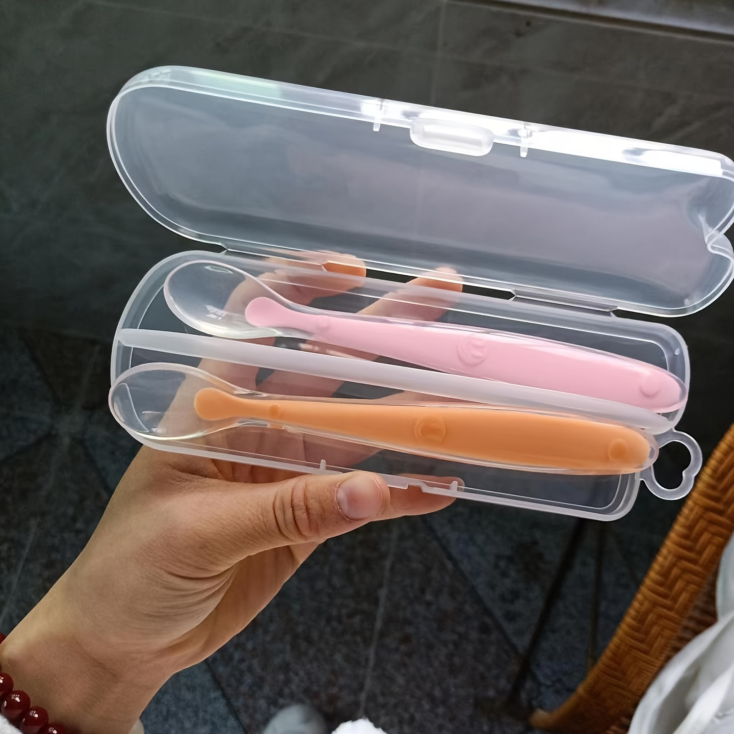 Baby Silicone Soft Spoons With Case First Stage Silicone - Temu