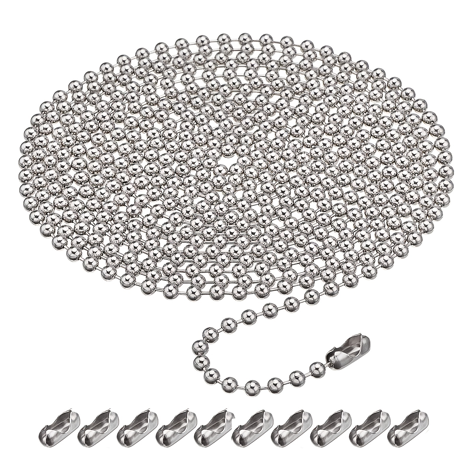 Stainless Steel Beaded Ball Chain Bulk Ball Bead Chains For DIY Necklaces  Jewelry Making Accessories 1.5 2 2.4 3 4 5 6 8 10 mm