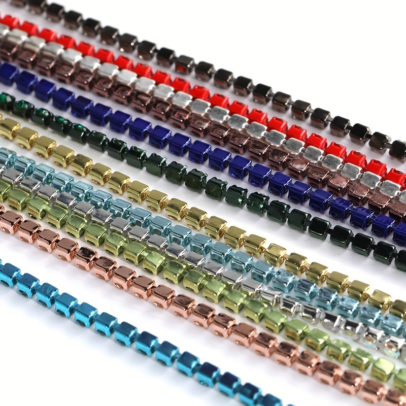 1yard 3 Colors Sparkling Crystal Rhinestone Chain Claw Chain - Temu