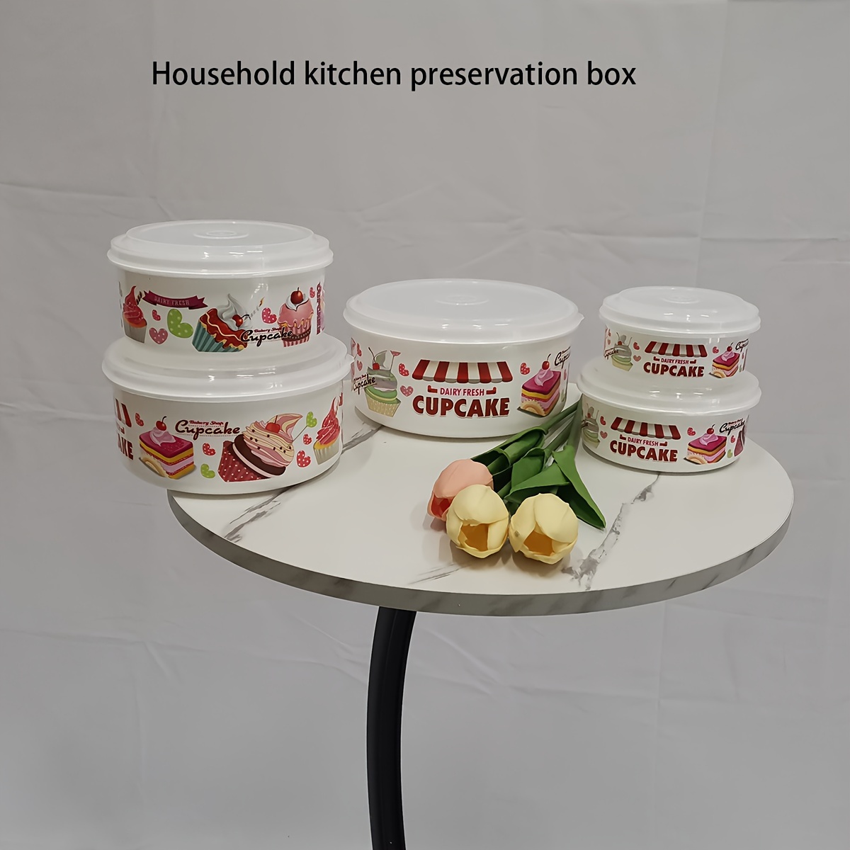 Reusable Ice Cream Tub Container Box with Lid Kitchen Refrigerator