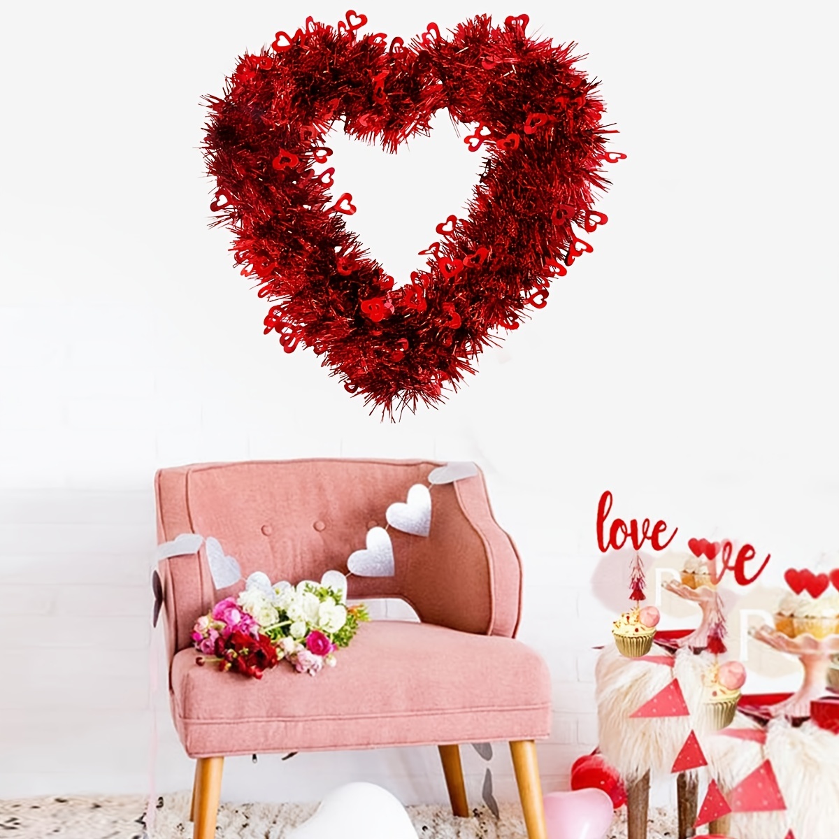 1roll Heart Garland Valentines Day Decoration Scene Decor Room ...