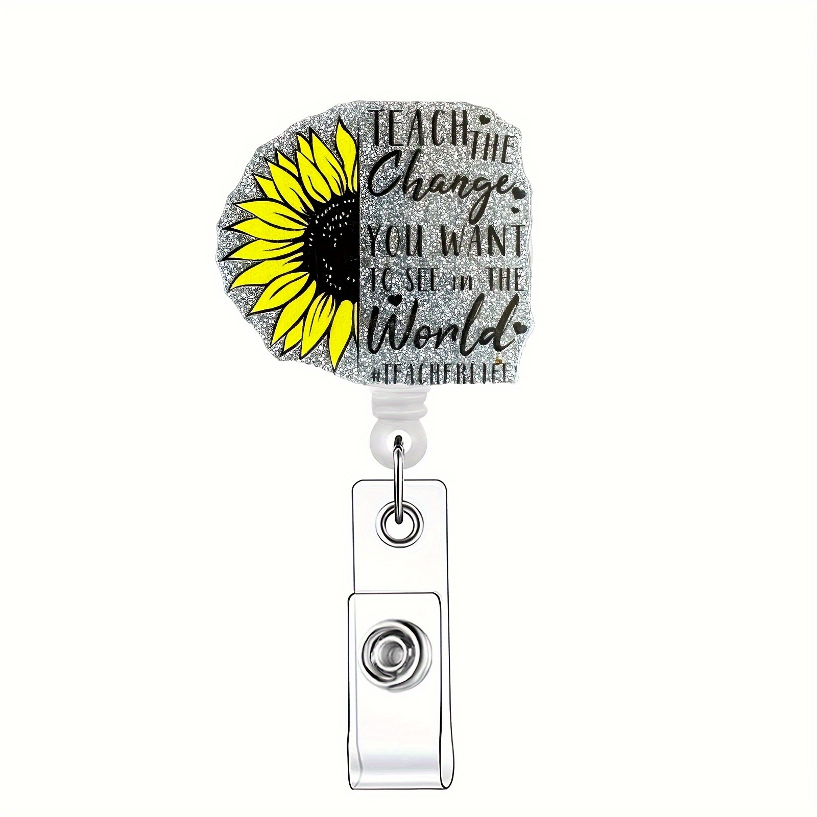 1pc ID Badge Holder Cover with Tether and Retractable Badge Reel Clip Suitable for Teachers, Nurses Sturdy Key Chain for Keys, Wallet,Temu