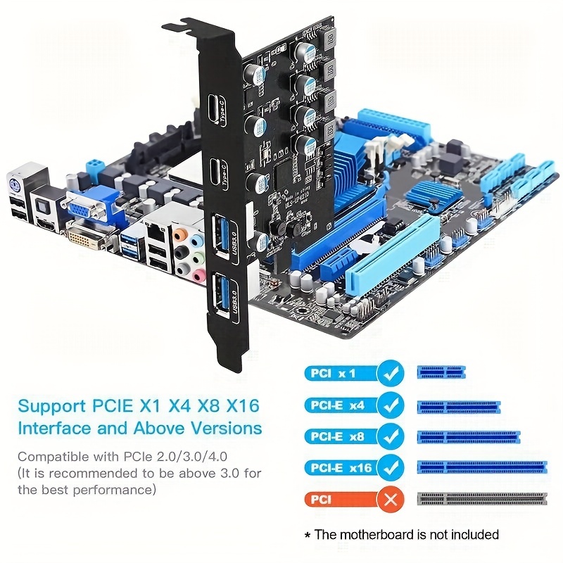 pcie usb3 0 expansion card 4 port usb3 0 built in adapter desktop 5gbps external usb card 2 usb a 2 usb c ports support windows and mac os10 8 2 details 4