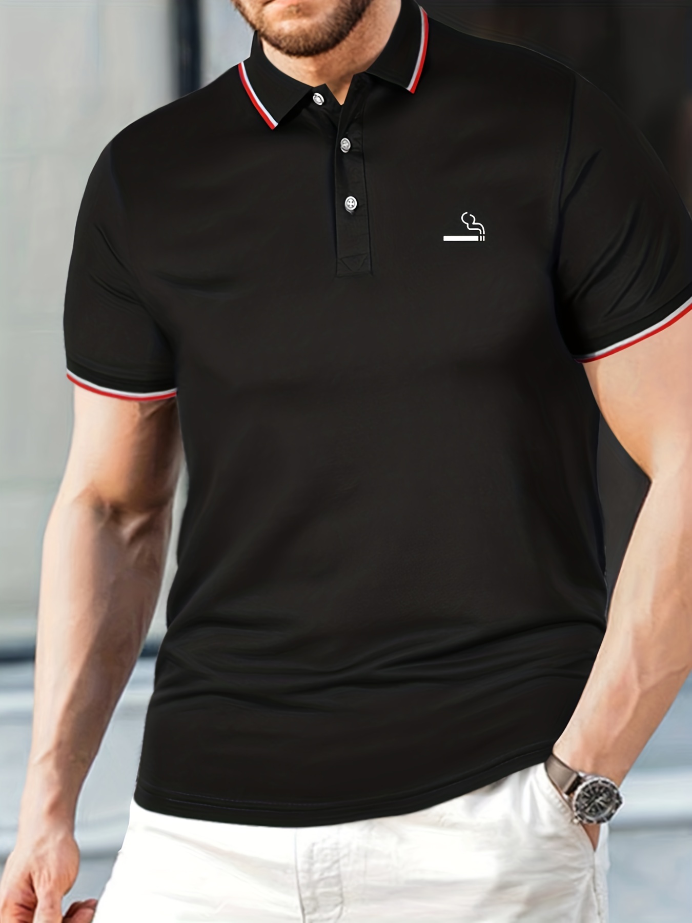 Golf Pattern Men's Casual Comfy Custom Fit Tipped Cuffs - Temu
