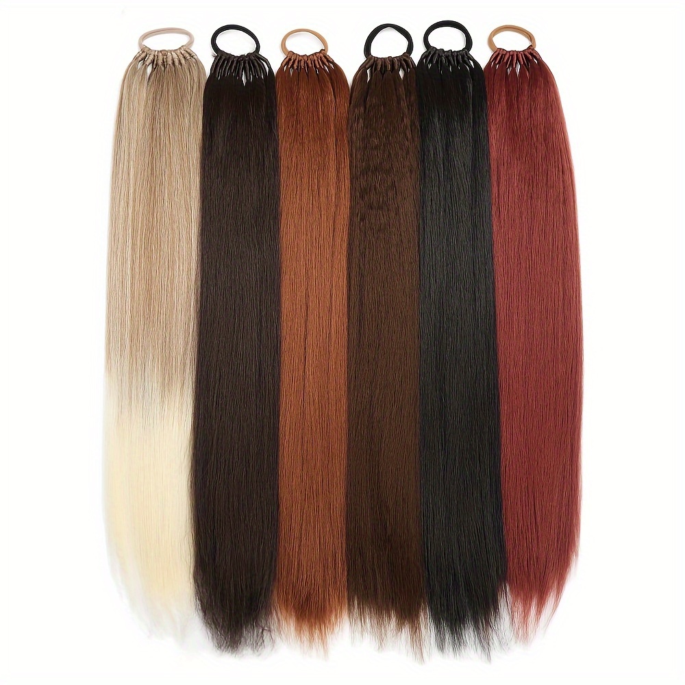 straight ponytail with elastic band 32inch synthetic hair ponytail extensions 12strands womens hairpieces false tail for women halloween christmas details 3