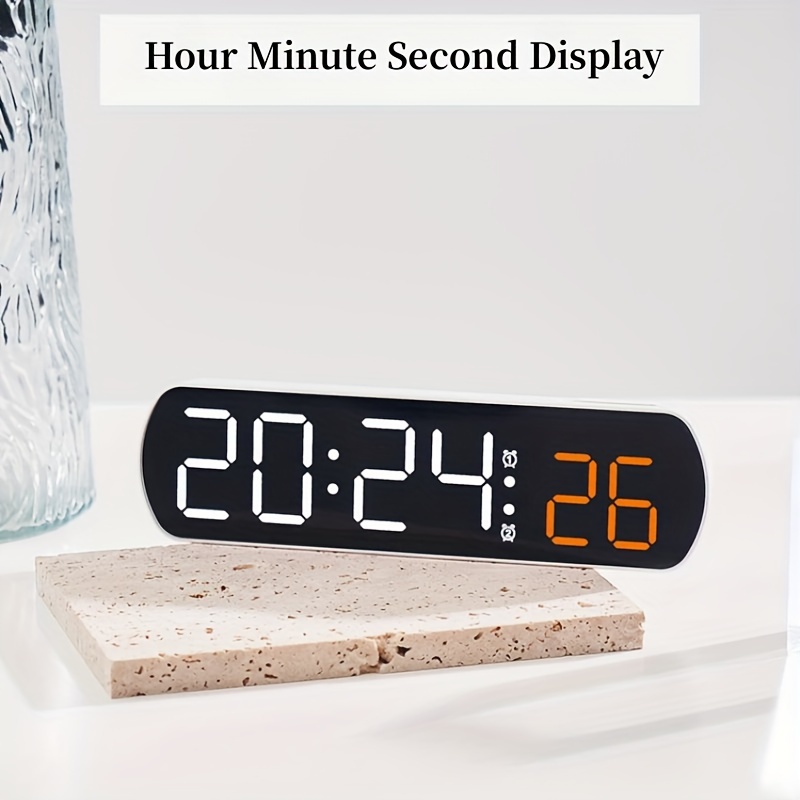 Réveil numérique LED Horloge de bureau Snooze Dimmable Blanc 12/24 Réveil  électrique/batterie double (entre en mode d'économie d'énergie après 8