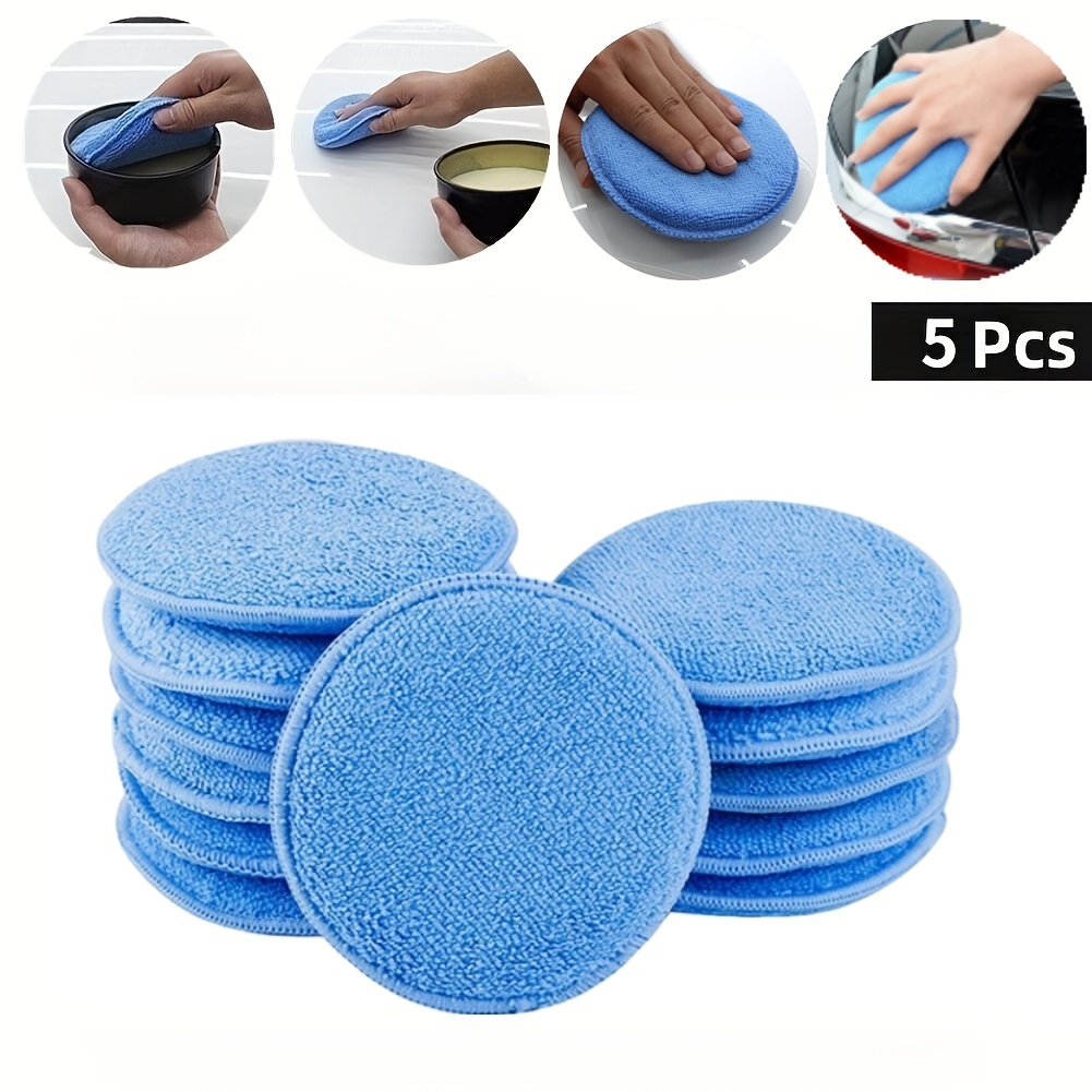 Microfiber Wax Applicator, Ultra-Soft Microfiber Wax Applicator Pads with  Finger Pocket Wax Applicator for Cars Wax Applicator Foam Sponge (Blue, 5  Diameter, Pack of 20) 