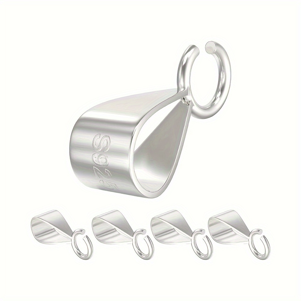 

5pcs 925 Sterling Silver Bails For Pendants Clasp With Open Loop, Jewelry Bails For Pendants Slider Connectors For Diy Necklace Jewelry Making