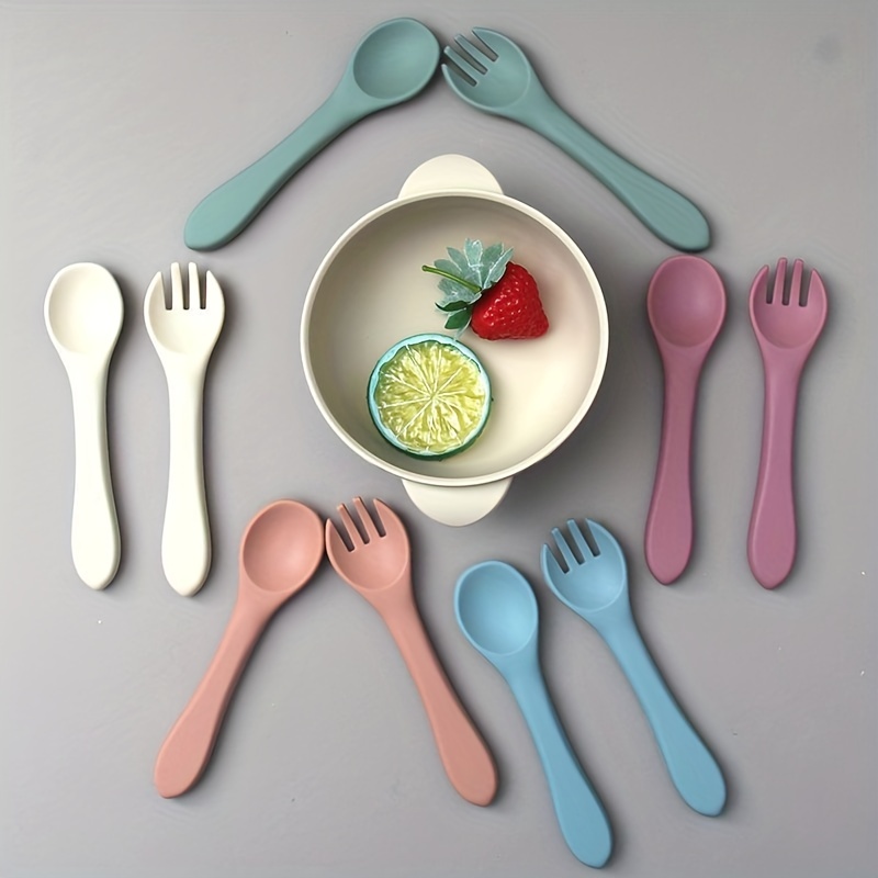 Baby Spoons - First +Second Stage Baby Led Weaning Spoons - Anti-Choke  Toddler Utensils - Food Grade Soft Silicone, Self feeding Spoons for Ages 6