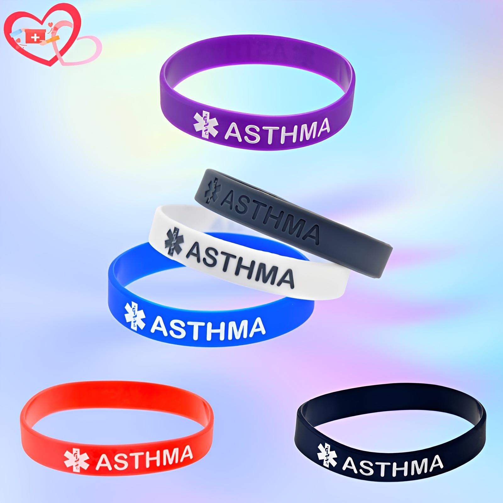 High Silicone Medical Alert Bracelet for Asthma