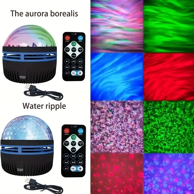 USB motif d'eau flamme lumière bluetooth musique océan étoiles lumières  projecteur lumière lampe de nuit laser motif d'eau projecteur lumière