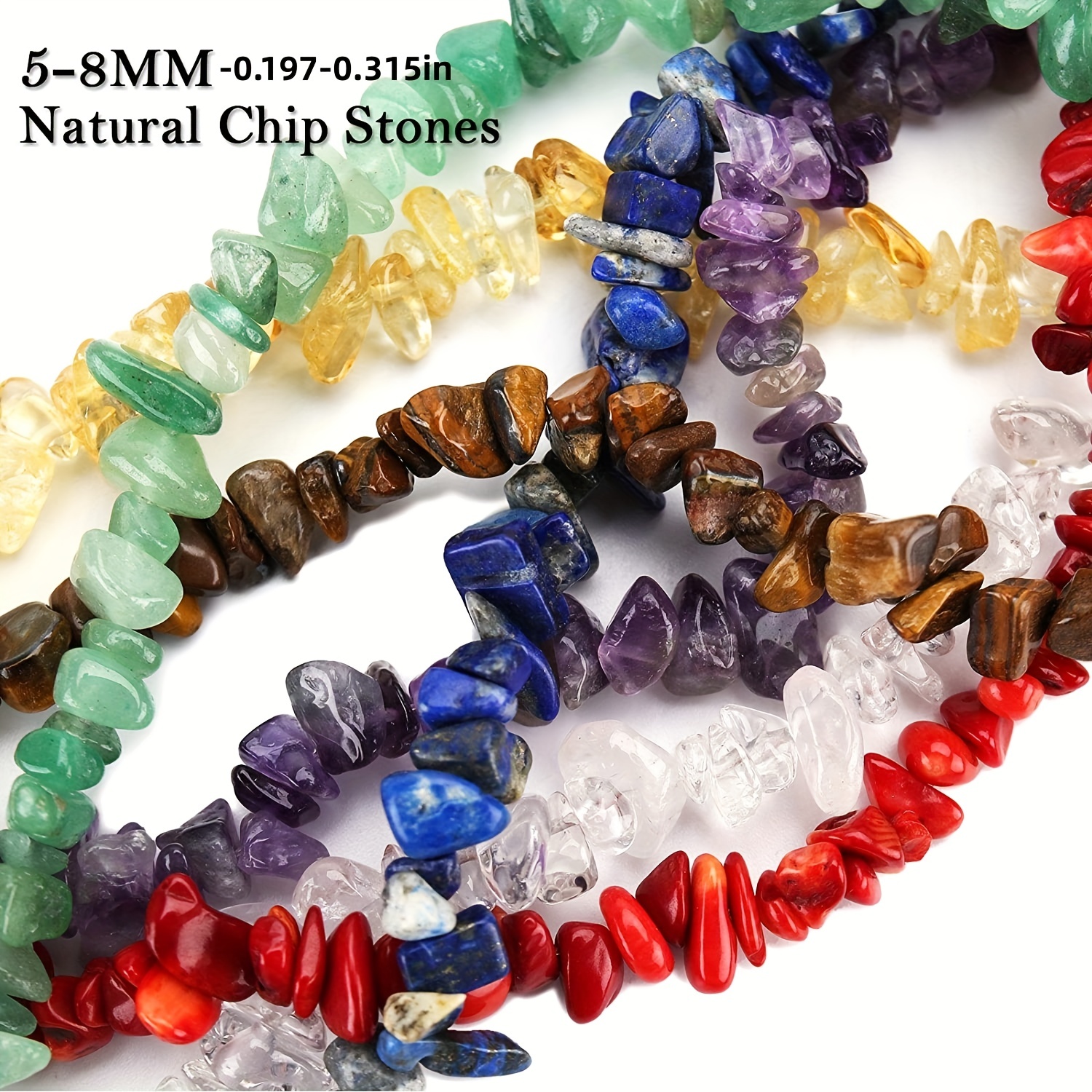 Natural Chip Stone Beads Multicolor 5-8mm About 400 Pieces Irregular  Gemstones Healing Crystal Loose Rocks Bead Hole Drilled DIY for Bracelet  Jewelry Making Crafting (5-8mm, Multicolor) 5-8mm Multicolor