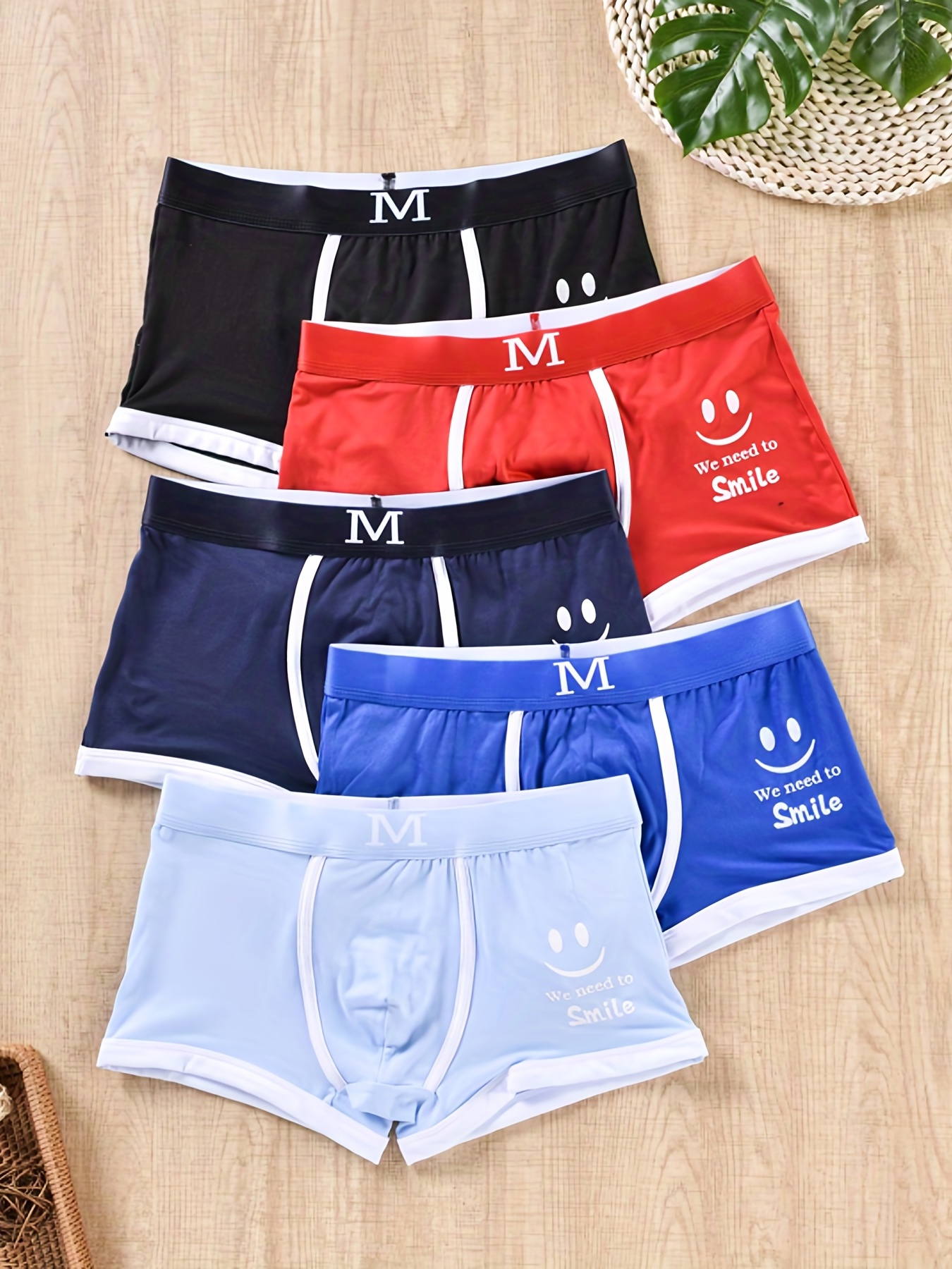 Men's Underwear 'hello' Print Fashion Cotton Boxer Briefs - Temu Canada