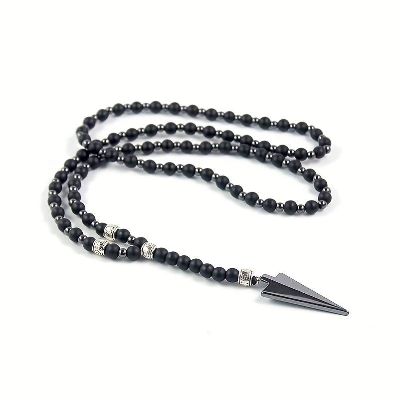 Arrow Charm Beaded Pendant Necklace, Gift for Men