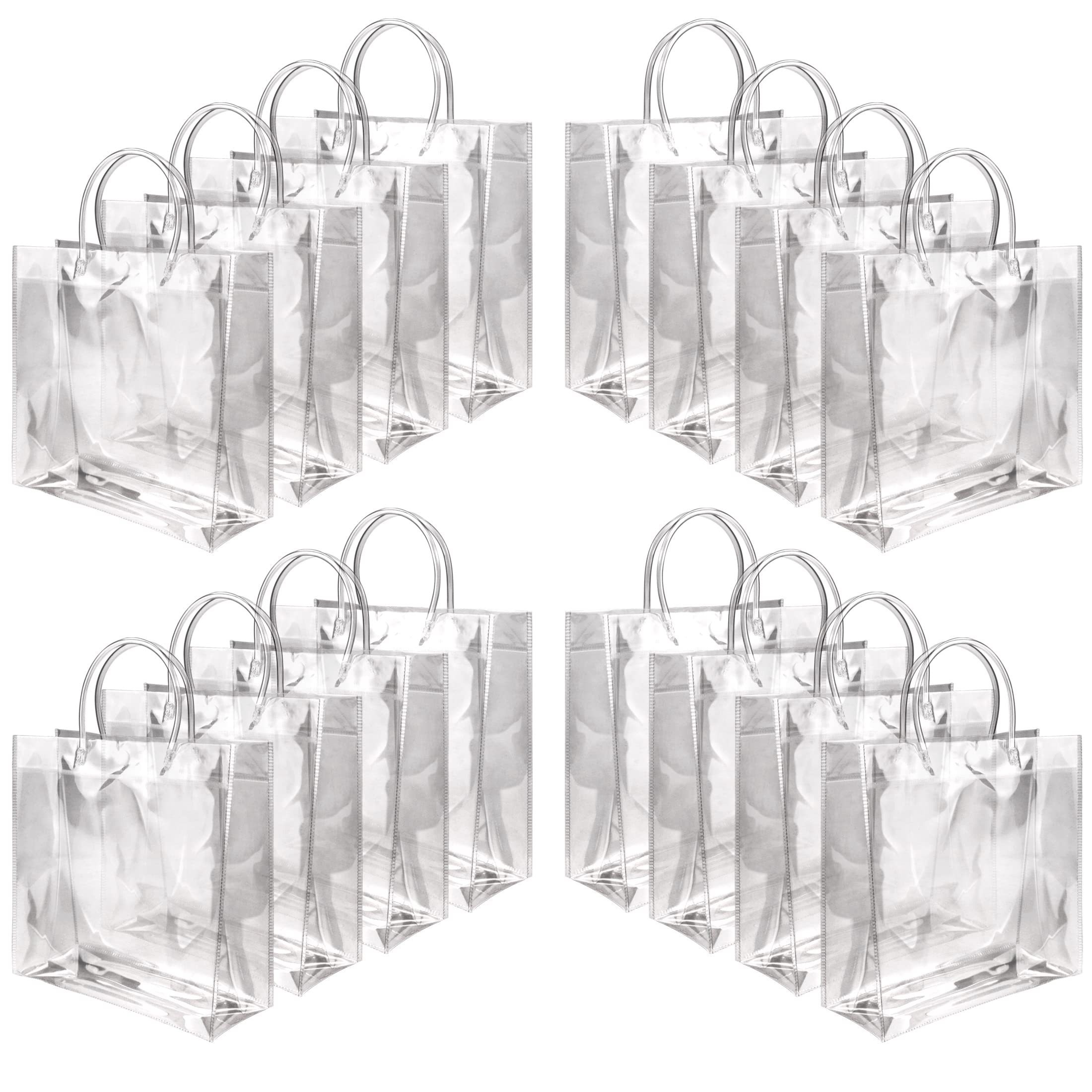25 bolsas de regalo de PVC transparente con asas, pequeñas bolsas de  plástico transparentes, bolsas de compras reutilizables para bolsas de  dulces de