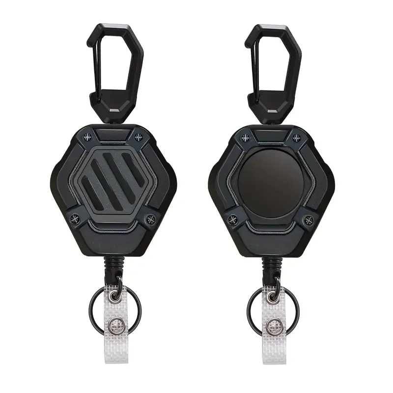 1pc Retractable Keychain, Heavy Duty ID Card Badge Holder Retractable Clip  Reel, Tactical Retractable Lanyard With 31.5 Steel Cord, Carabiner Key Cha