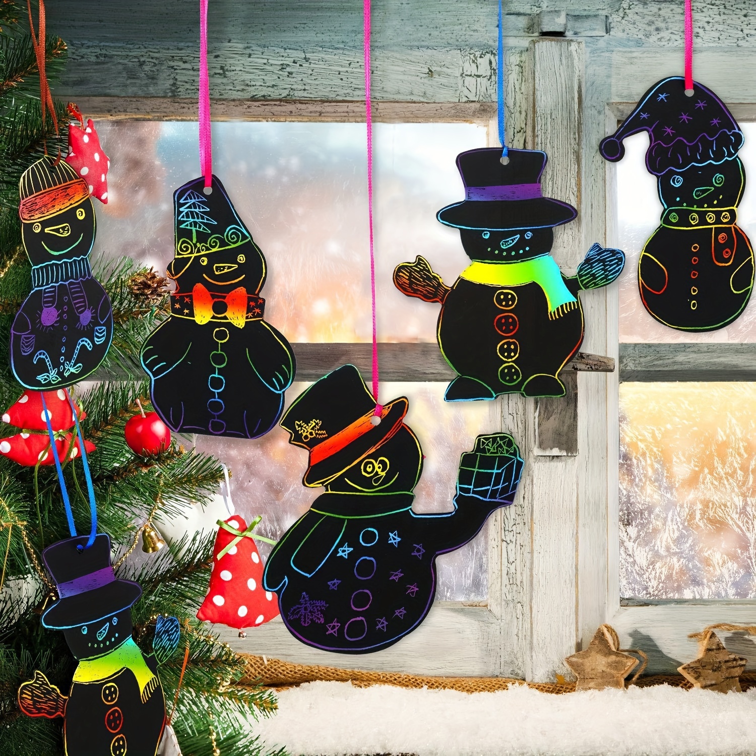 Christmas Tree Snowman Scratch Paper Rainbow Color Scratch - Temu