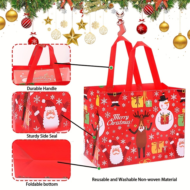 Clearance under $5-Shldybc Christmas Gift Bag Non-Woven Fabric Laminated  Cartoon Tote Bag Eco-Friendly Shopping Bag, Summer Savings Clearance 