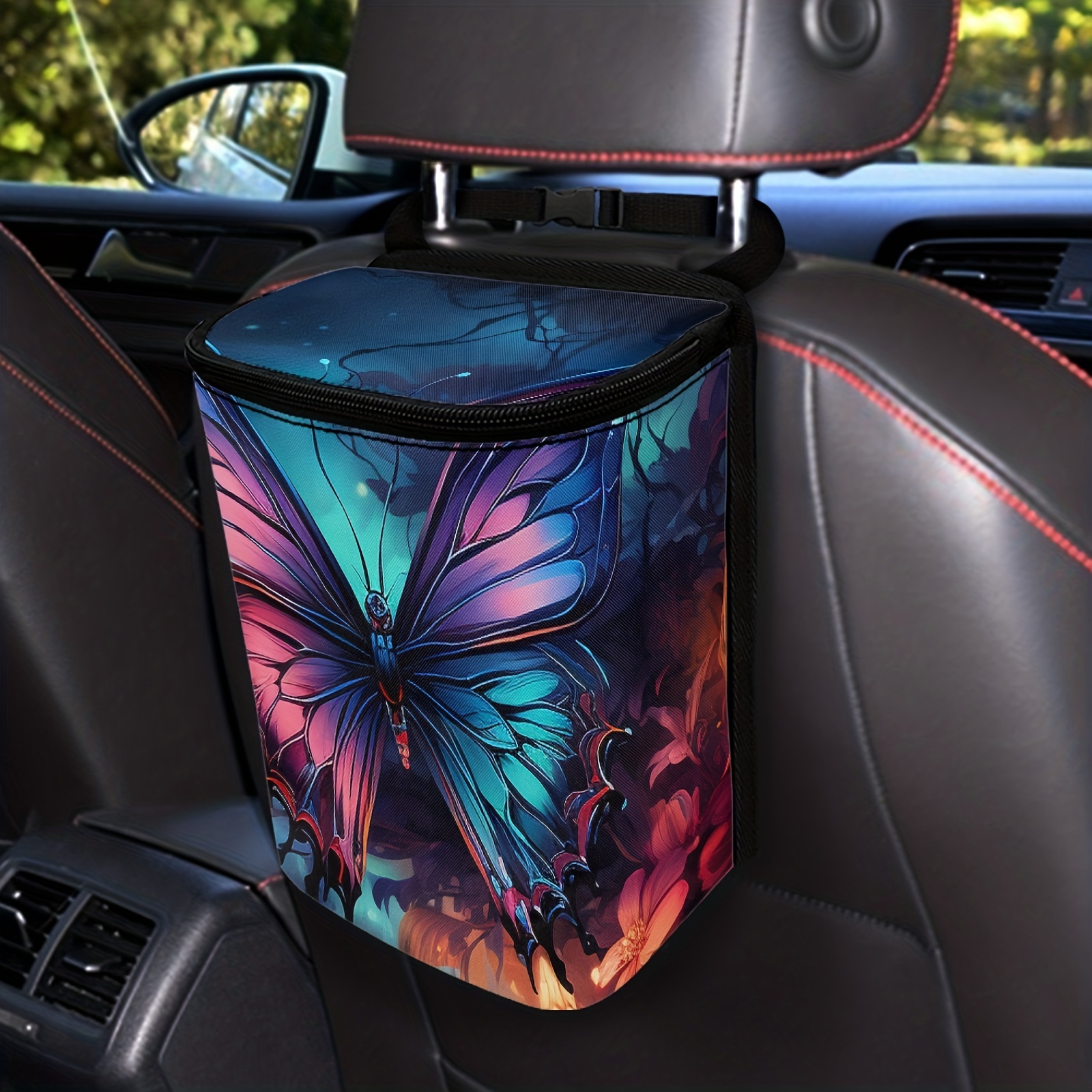 Leopard Pattern Car Trash Can Dust Bin Trash Bin For Kitchen - Temu