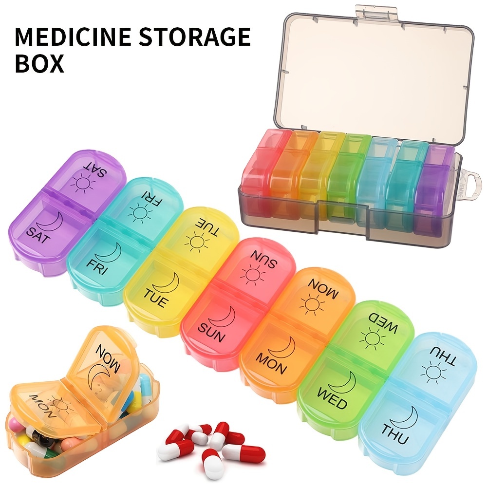 2Pcs Daily Medicine Pill Organizer Box - Medicine Storage Box Small Weekly  Pill Organizer for Purse Accessories 7 Day Pill Organizer - Travel Medicine