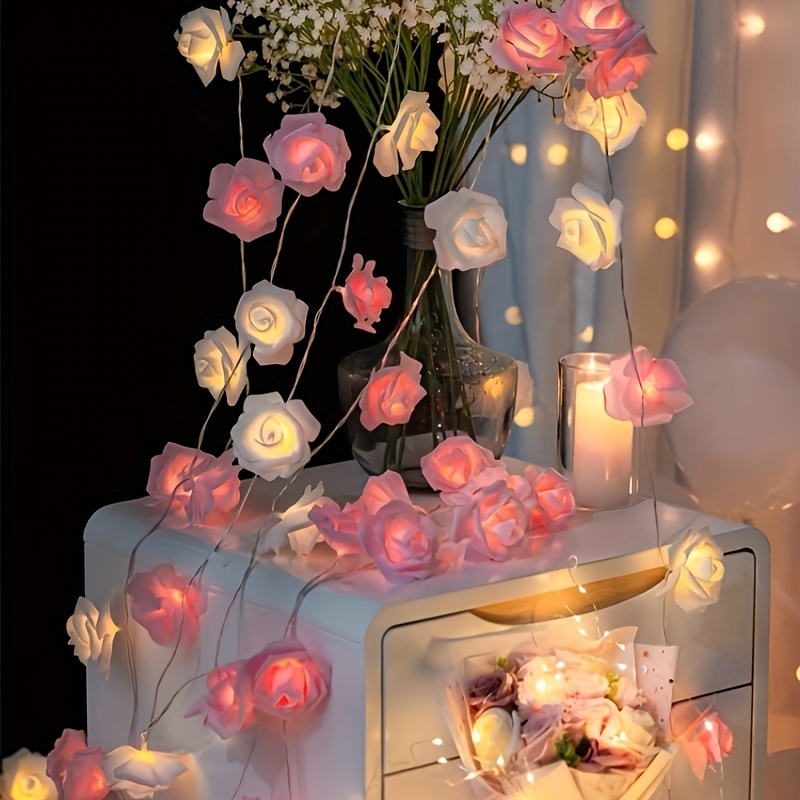 20 LED Rose Fleur Fée Fête De Mariage Décor De Noël Noël Guirlande Lumineuse  3M