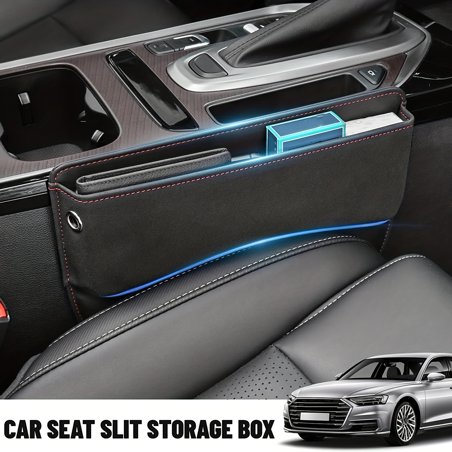 Faux Leather Car Seat Organizer: Universal Storage Box - Temu