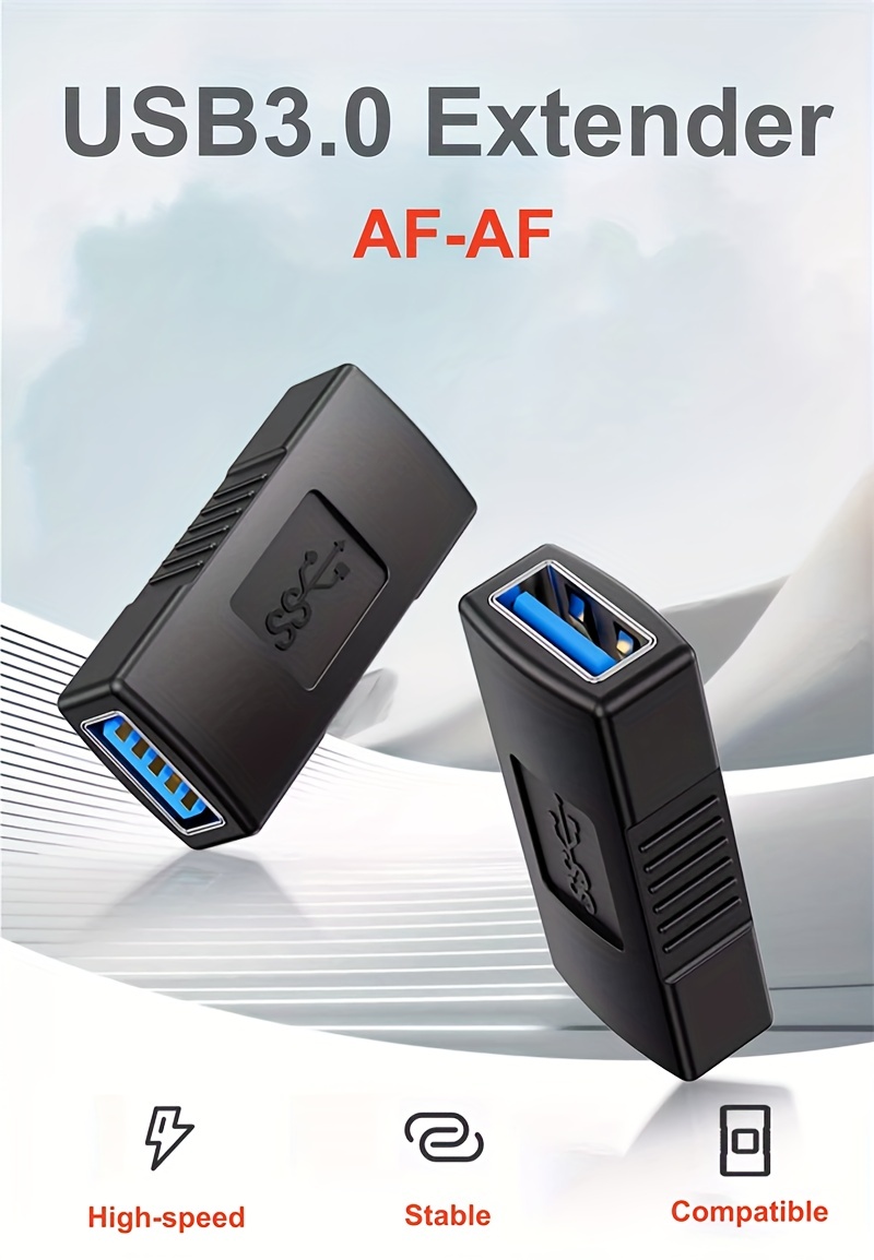 USB 3.0 Female-to-Female Adapter for High-Speed Computer Data Transmission, USB-A Charging Docking Extension Head AF-AF