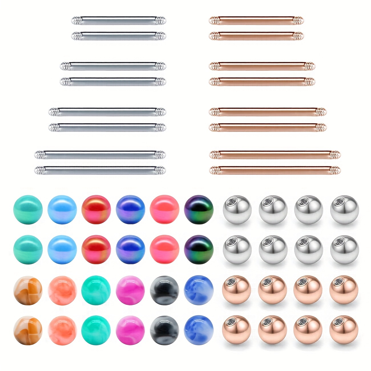 Piercing Replacement Balls Pack Stainless Steel And Acrylic - Temu