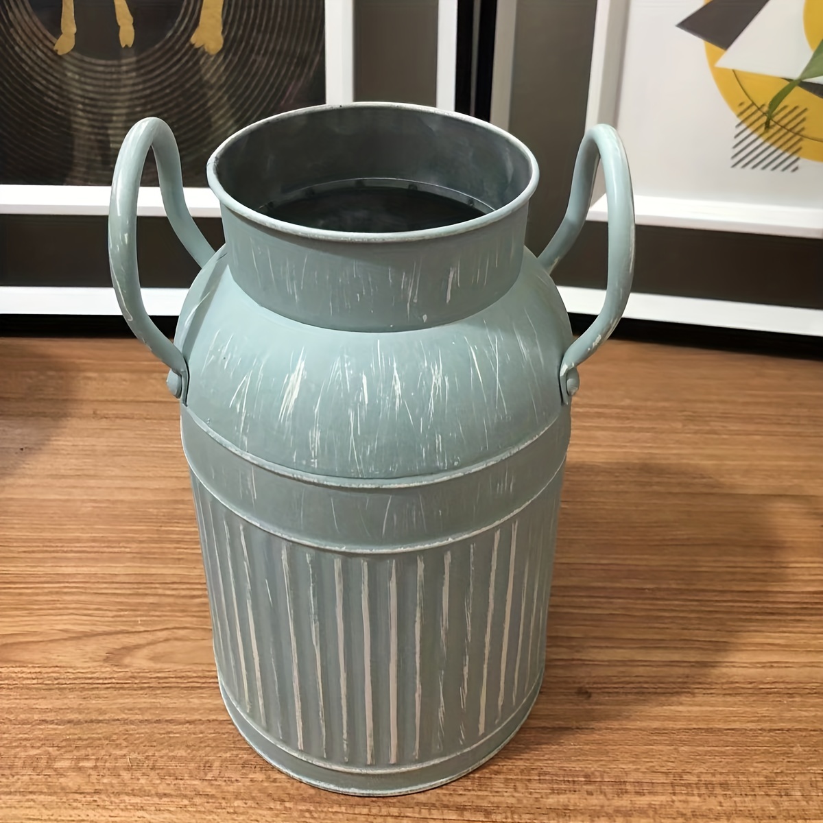 French Metal Flower Vase Rustic Farmhouse Kitchen Decor Galvanized Bucket