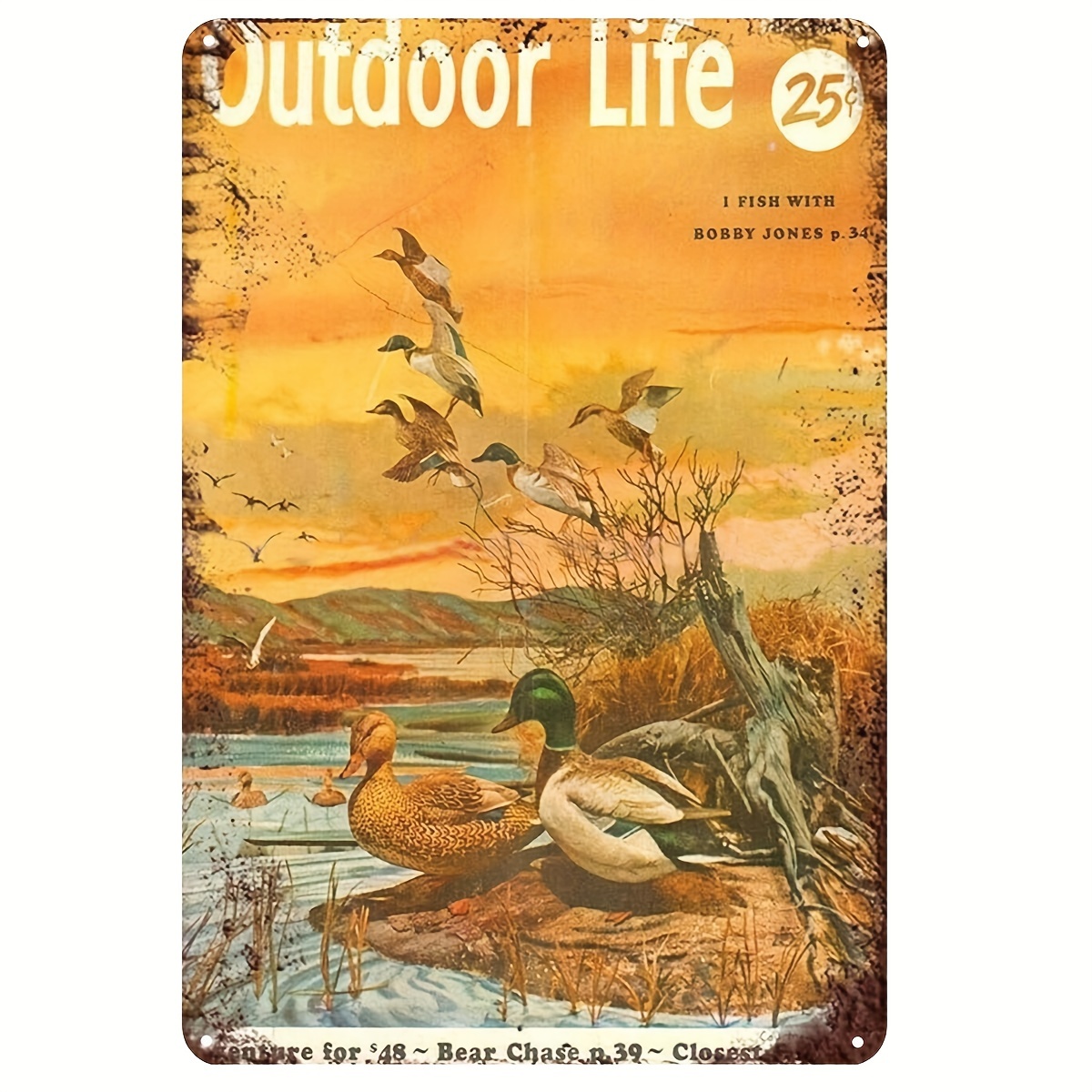 1pc, Vintage Tin Sign Outdoor Fishing Hunting Duck Nostalgic Art Decor  Vintage Poster For Home Bar Shop Cafe Club Farm Garage (8X12/20cm X30cm)