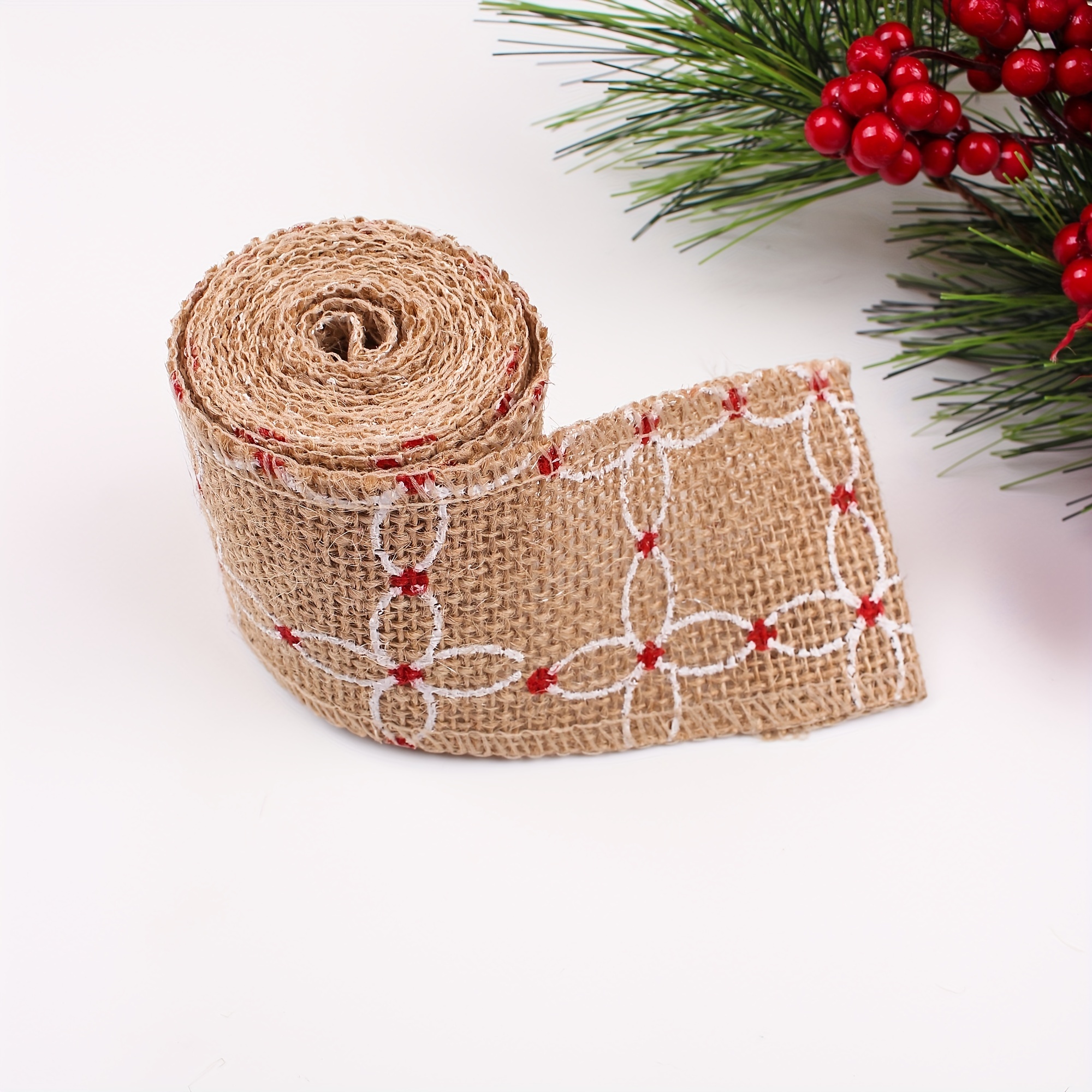 Natural Burlap Fabric With Burlap Ribbon For Christmas Tree - Temu