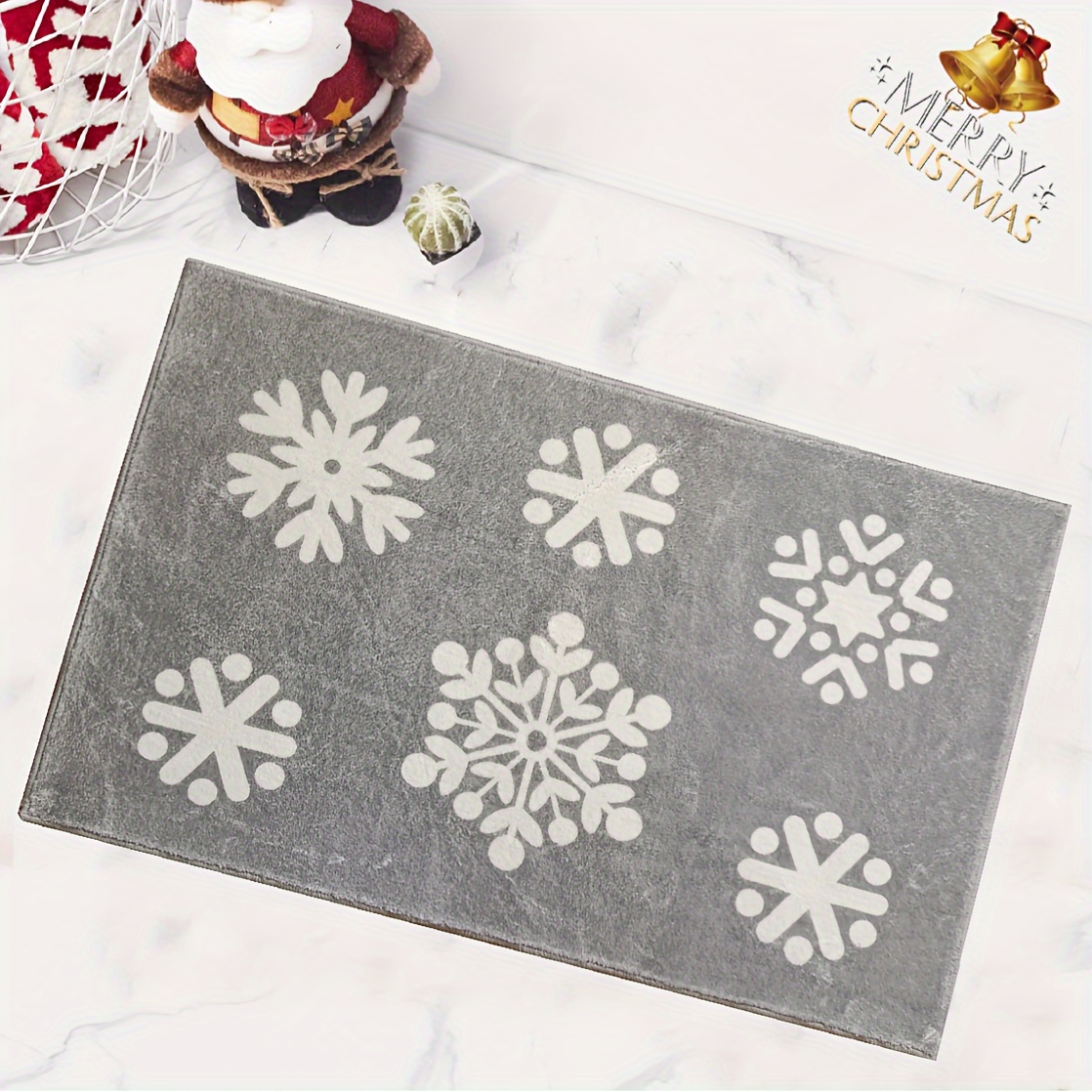 Christmas Snowflake Bathroom Rug Grey Snowflake Welcome Mat - Temu