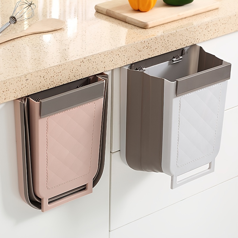 Small Hanging Kitchen Trash Can, Collapsible Mini Garbage Bin for  Cabinet/Car/Bedroom/Bathroom 