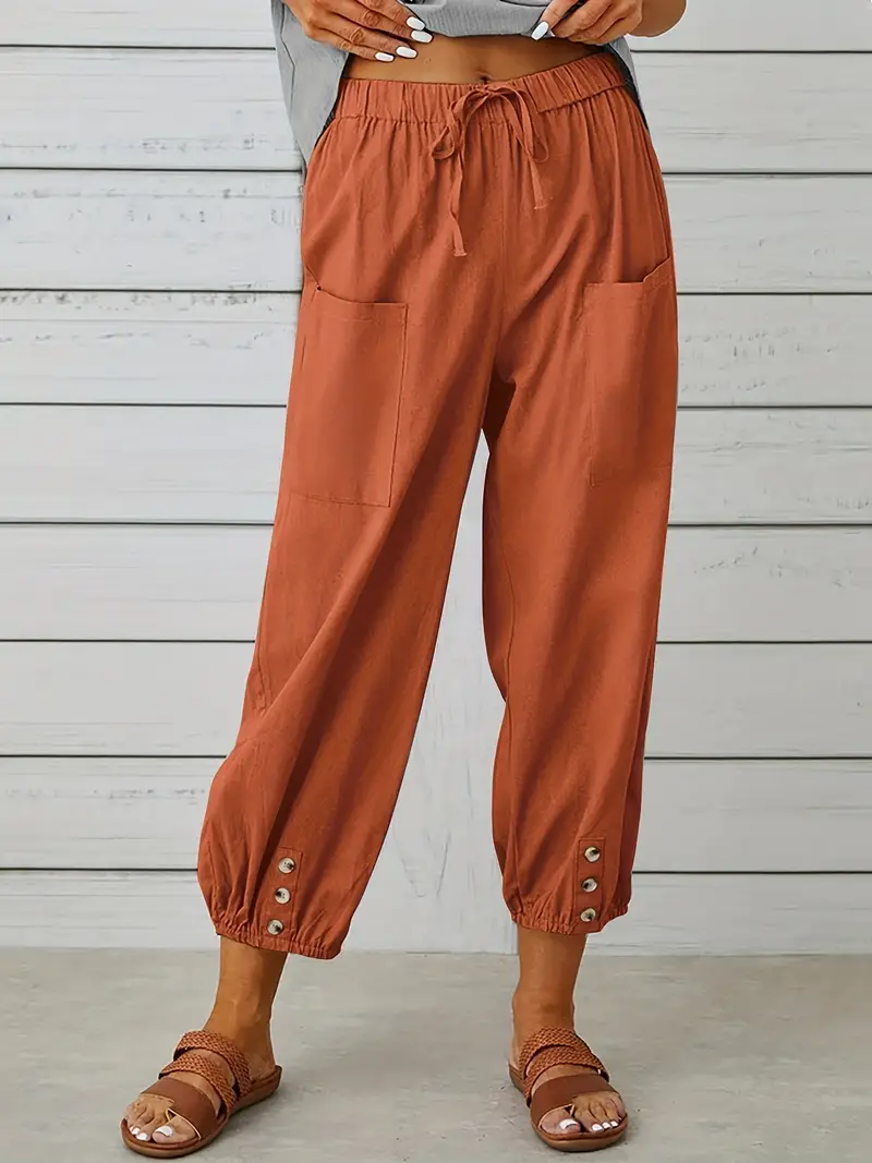 Solid Wide Leg Pants Casual Every Day Pants Women's Clothing - Temu Canada