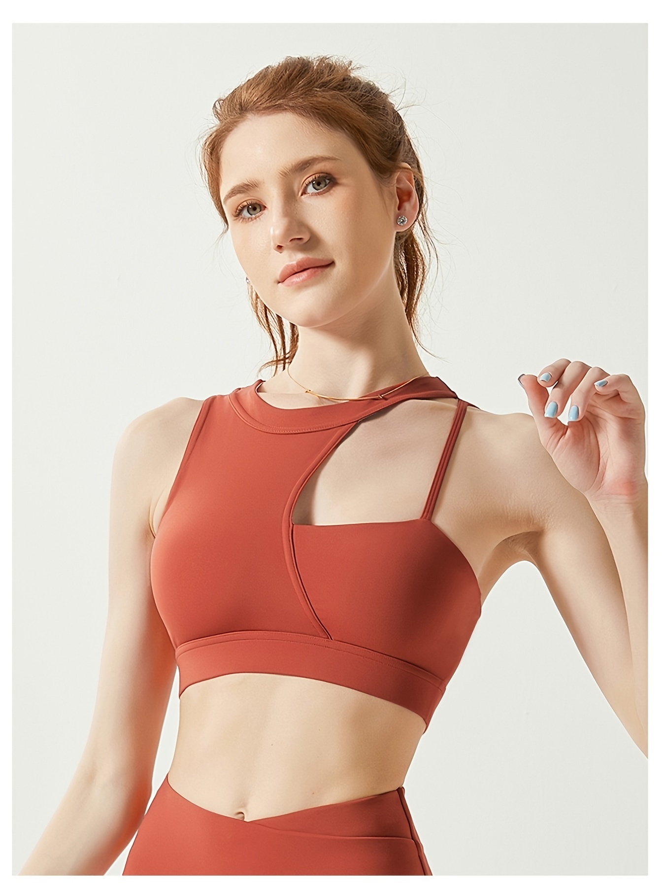 Sports Bra Solid Color Quick Drying High Impact One Shoulder - Temu