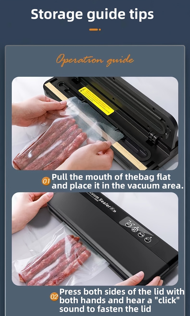 Electric Vacuum Sealer With 10/50 Bags 110v Us Plug Ledindicator Lights  Automatic Vacuum Air Sealing System Forfood Preservation & Sous Vide  Starter Kit, Compact Design,dry & Moist Food Modes - Temu