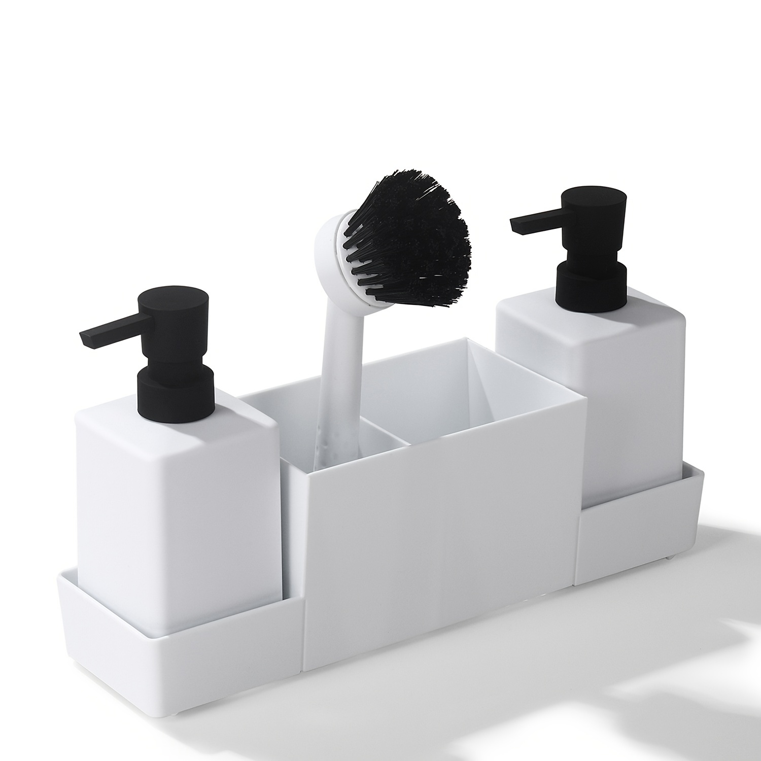 Polder Soap Dispensing Sink Brush with Bonus Sponge - Grey