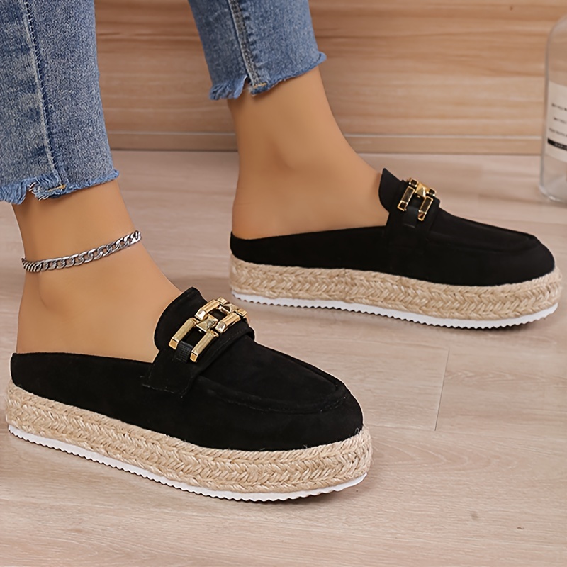 Womens Closed Toe Espadrilles Mule Wedges Sandals Slides Slip On Backless  Loafer