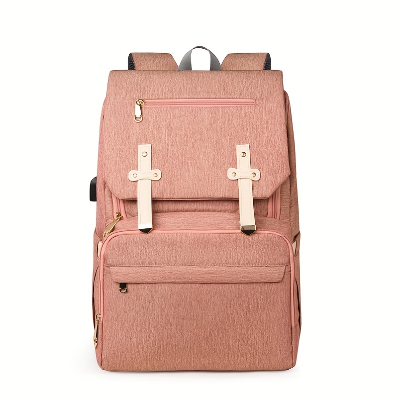 Ladies' Fashionable Solid Pu Backpack, Large Capacity School Bag, Mummy Bag,  Commuter Backpack