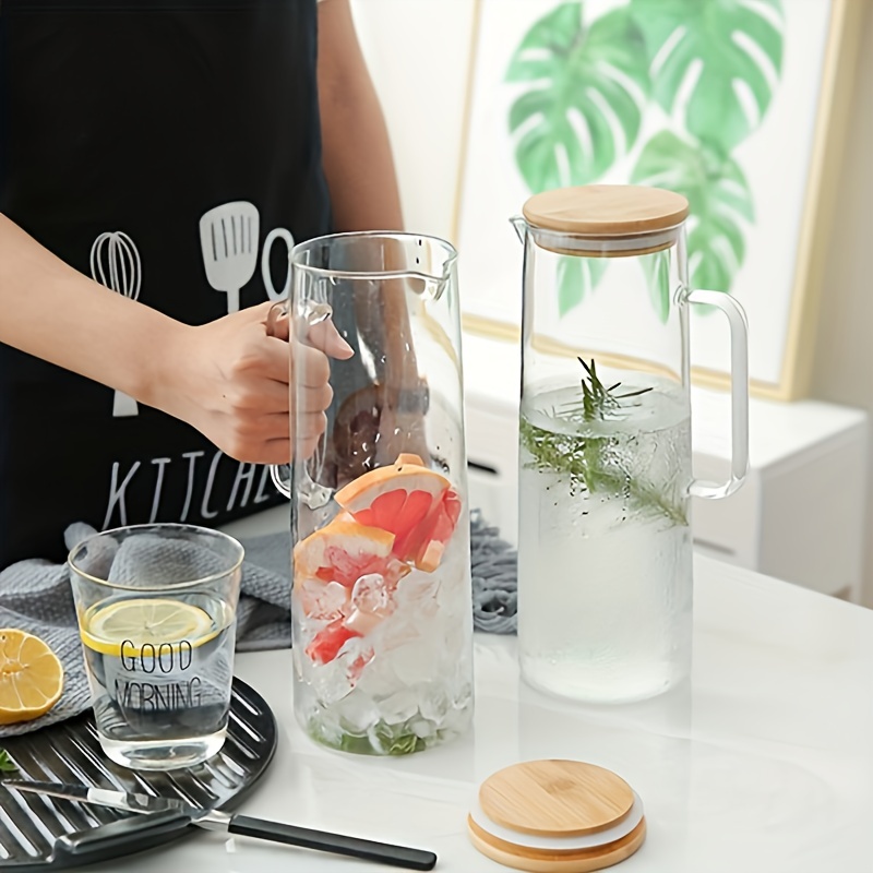 Fridge kettle ribbed glass drink drink kettle acrylic transparent juice  bottle striped water ice cold juice jug with lid restaurant bar[1800ml] 