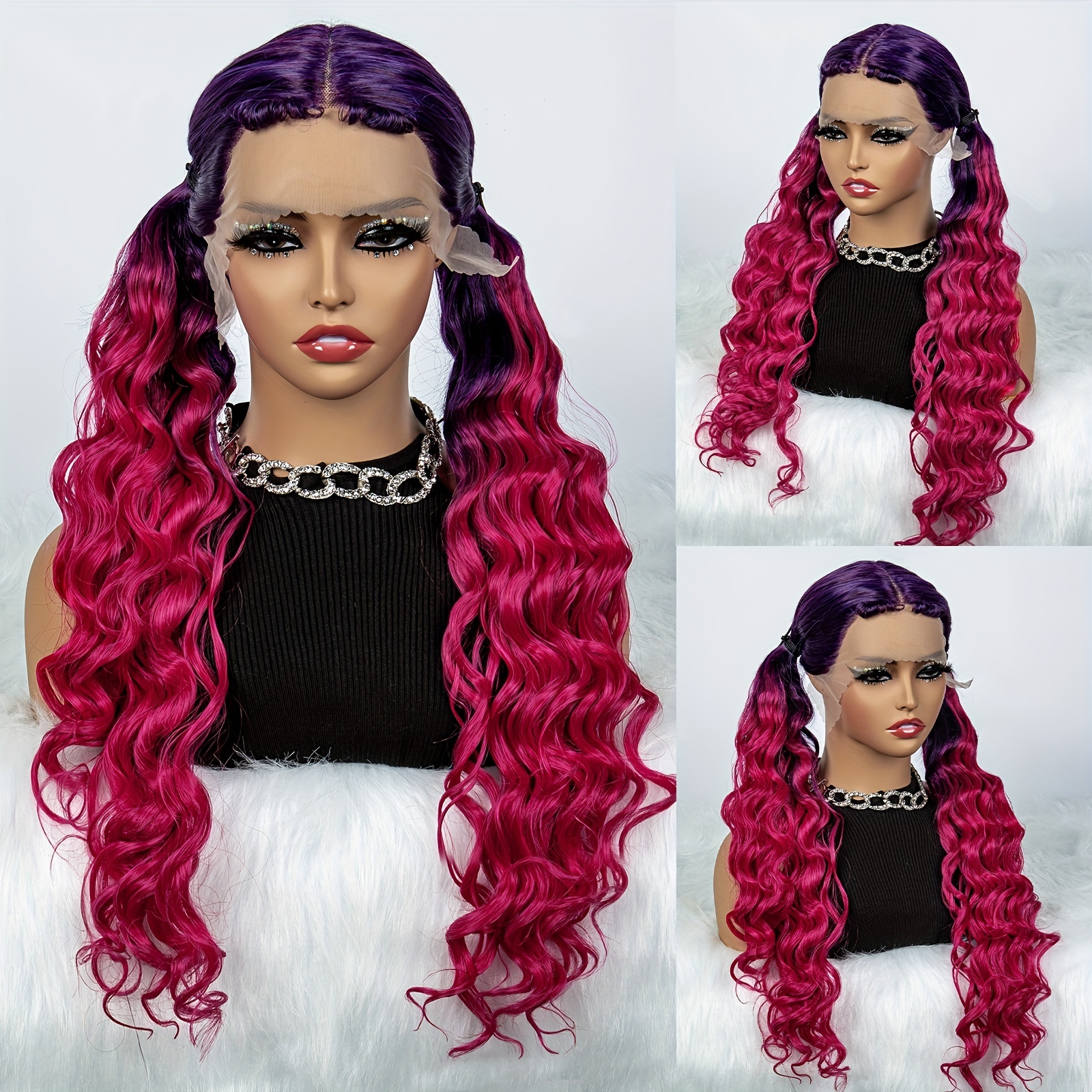 Double Ponytail Deep Wave Hair Wigs 13 4 1 Lace Front Temu